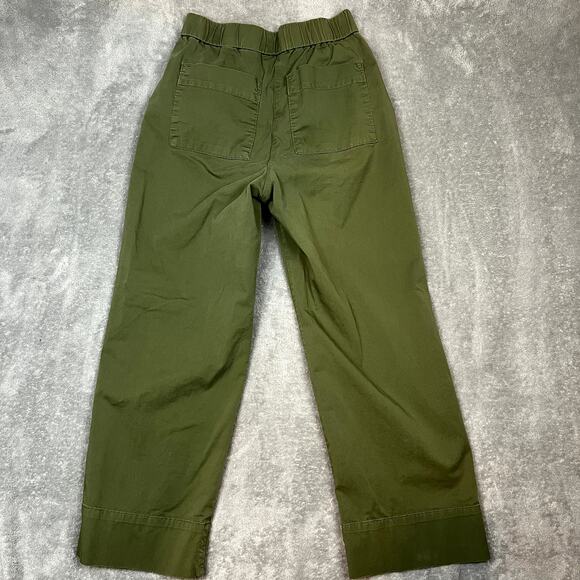 Lot of 2 Everlane Cotton Wide Leg Pants Green White Career Stretch - Picture 6 of 16